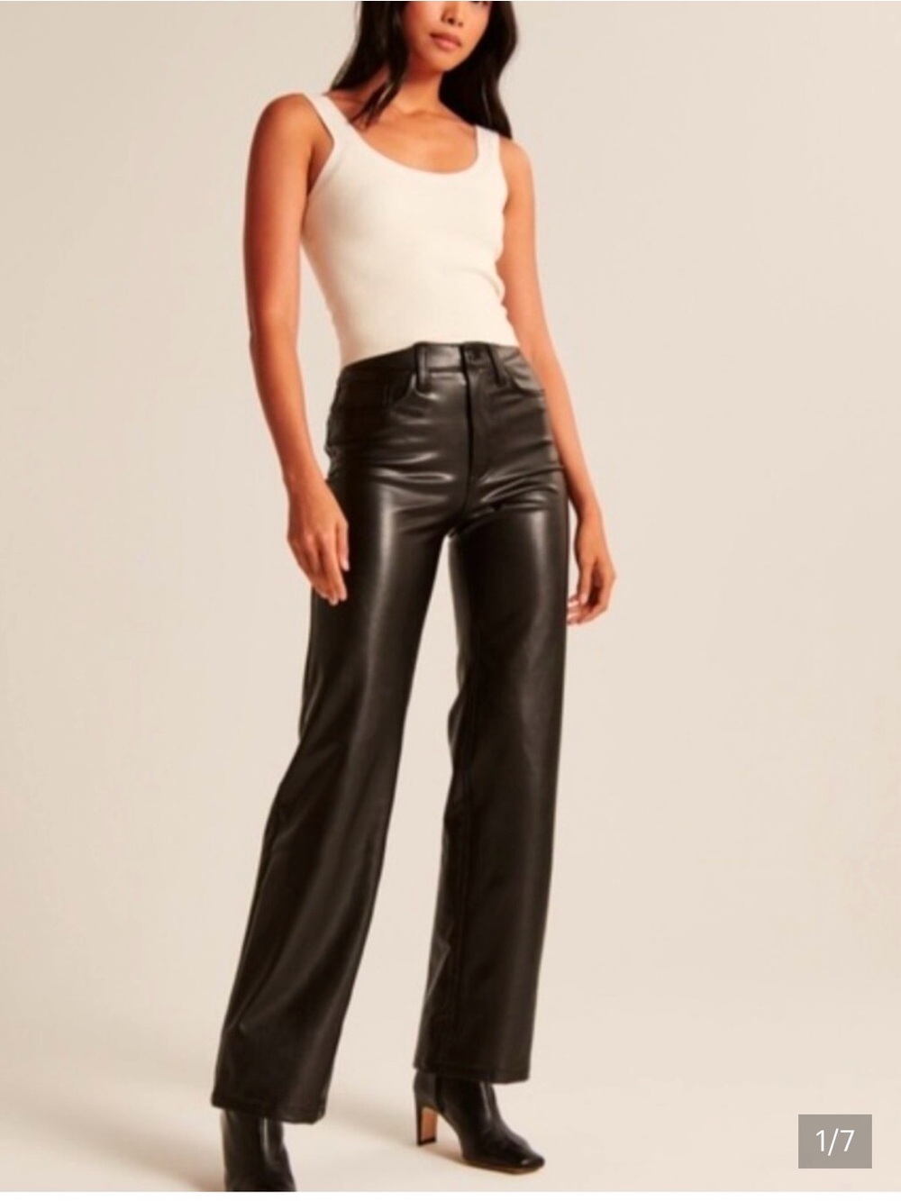 Abercrombie & Fitch Black Vegan Leather Wide-Leg Pants